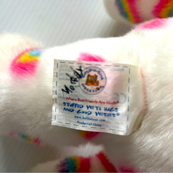Build A Bear White Teddy Bear With Rainbows Summer Season Of Hugs Rainbow Plush - Picture 11 of 13